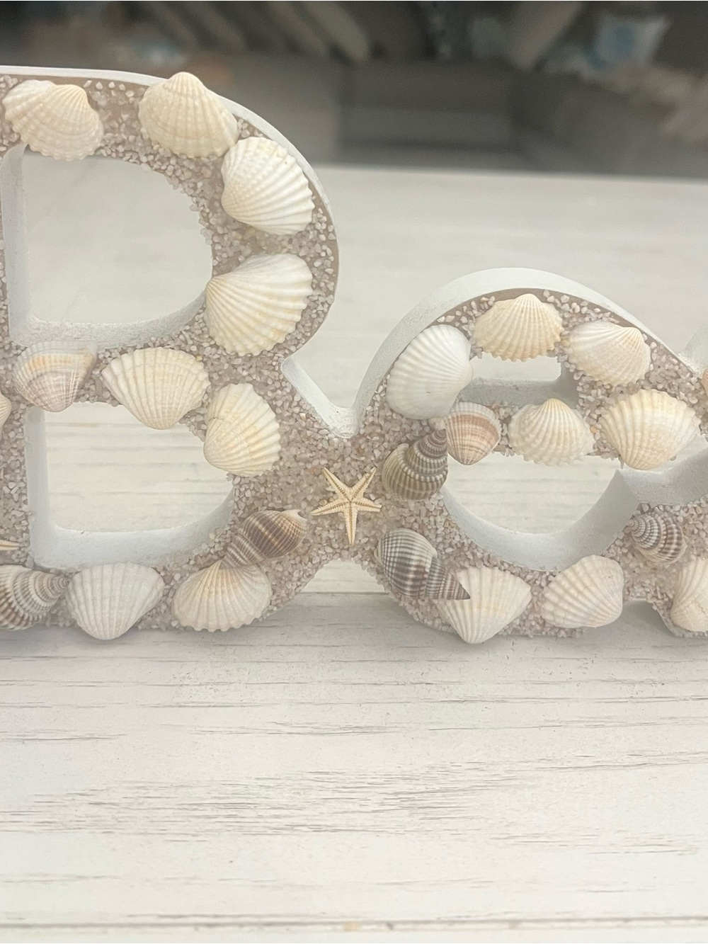 Wooden Beach Decorative Sign with Sand and Seashells - Coastal Beach Decor - Picture 2 of 7